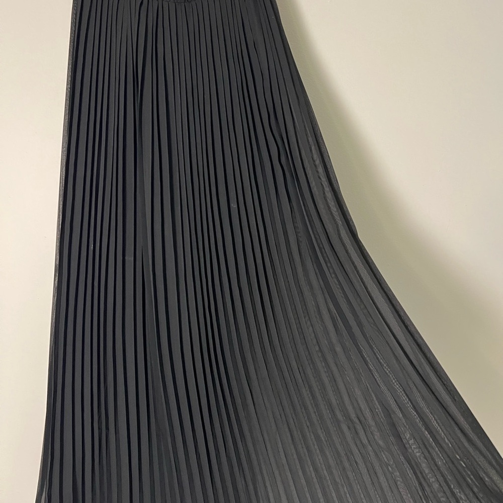 Gray Maxi A-Line Pleated Skirt for Work